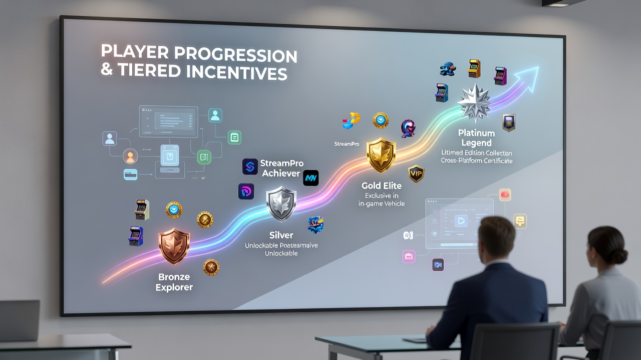 Afbeelding van geïntegreerde spelfuncties met VIP-niveaus en bonusstructuren