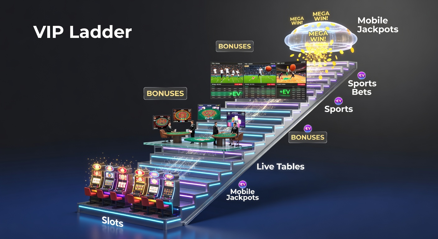 Dynamische VIP-dashboard met live tafels, sportweddenschappen, bonus-iconen en een exploderende mobiele jackpot in actie