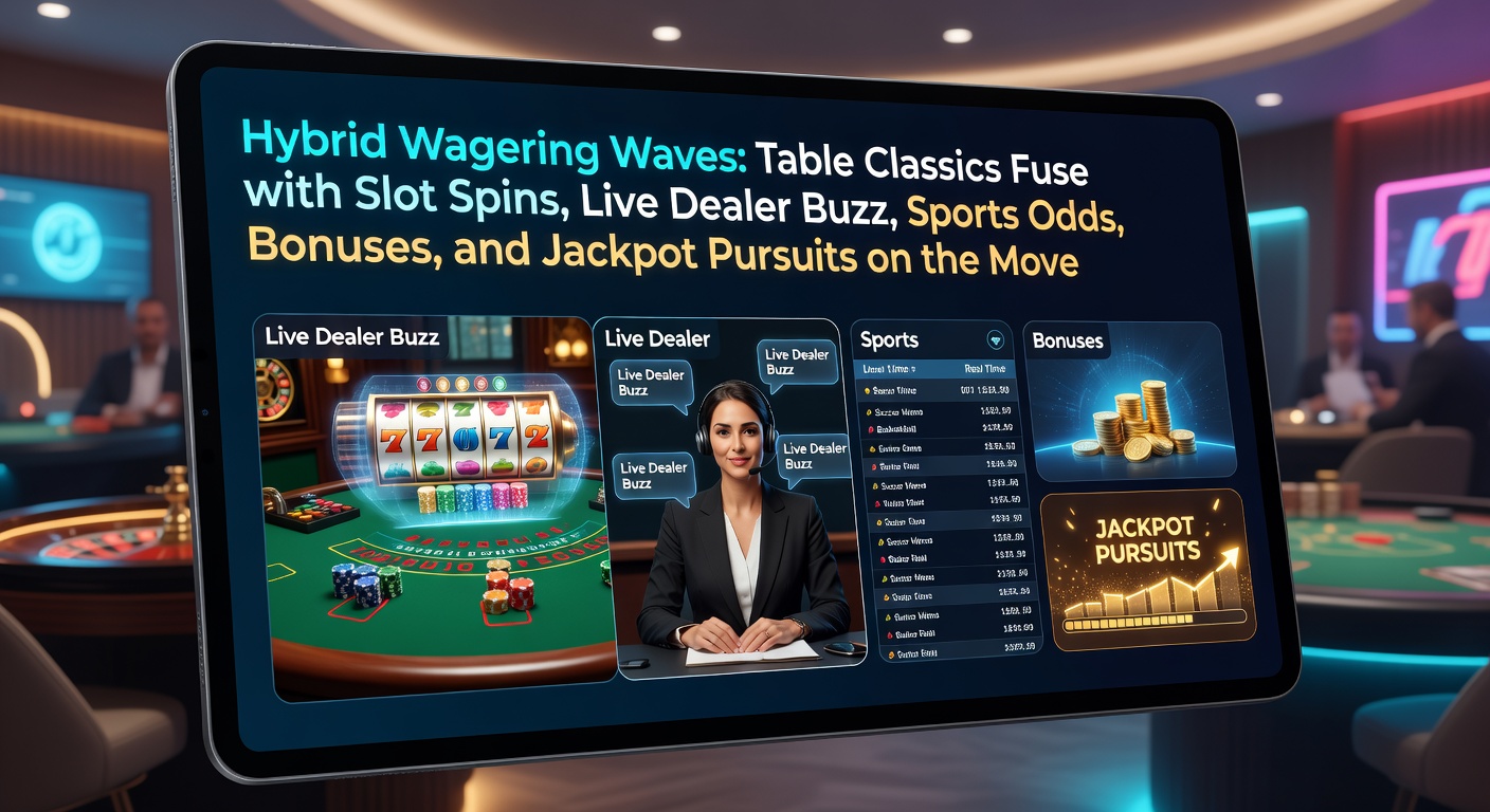 Schermafbeelding van een mobiel hybride gokplatform met slots, live tafels en sportweddenschappen geïntegreerd