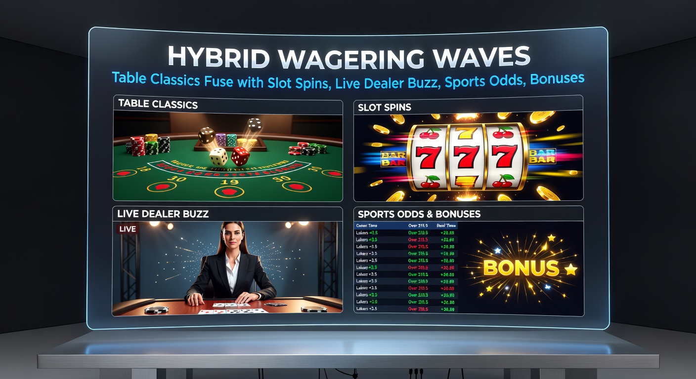 Mobiele interface met live dealer blackjack, sportweddenschappen en een draaiende slot in één scherm