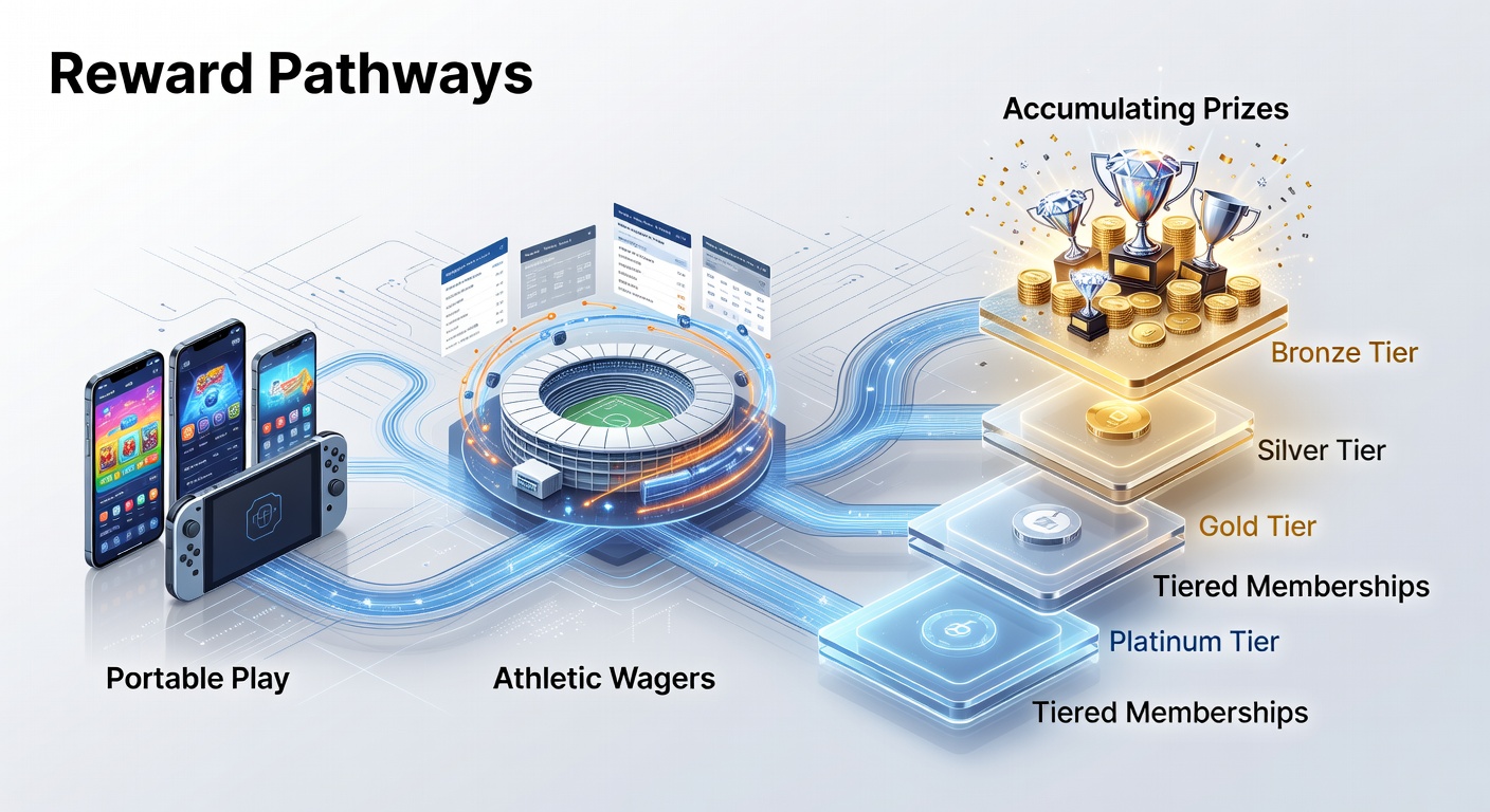 Visuele weergave van mobiele app interfaces die sportweddenschappen en beloningsniveaus integreren